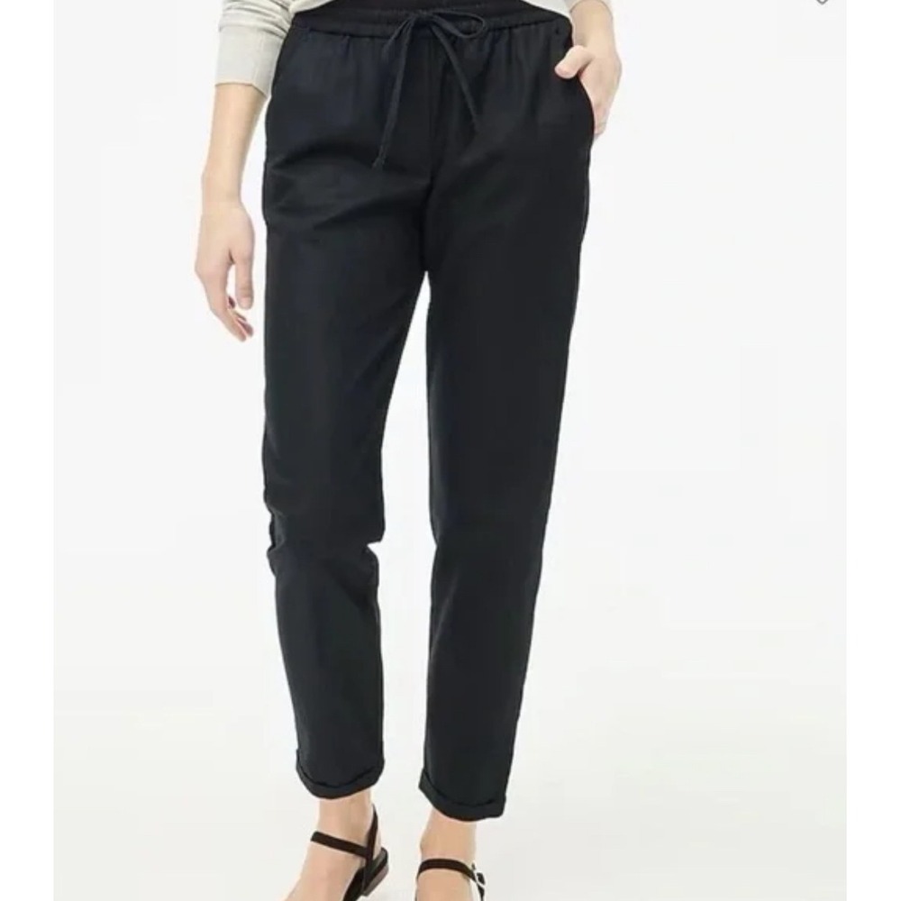 J.Crew Navy Linen Blend Drawstring Waist Jogger Pants Size 0